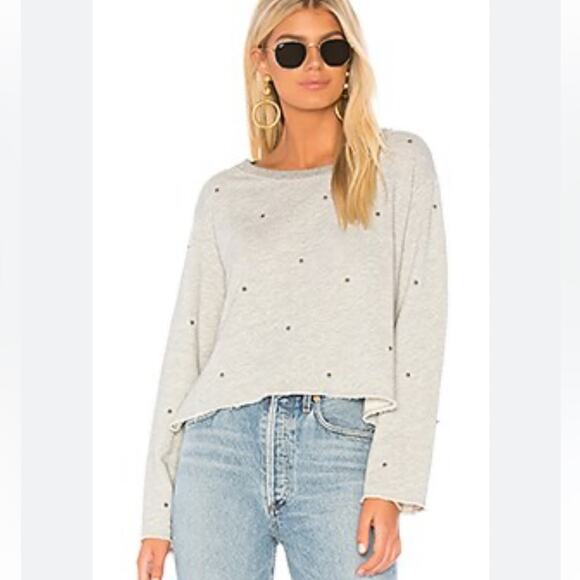 SUNDRY Studded Crop Crewneck Sweatshirt Size 0 (Sundry Small) - Picture 2 of 6
